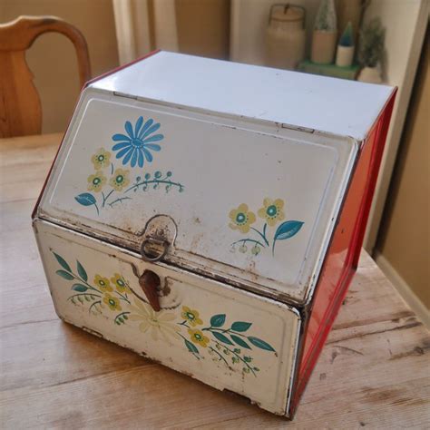 vintage metal tin bread box|vintage bread box ebay.